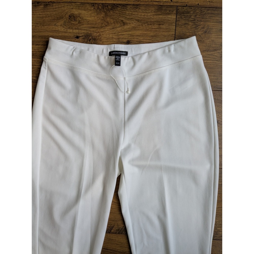 NWOT $198‎ Eileen Fisher White Ponte Straight Leg Stretch Casual Pants XS - Picture 3 of 13